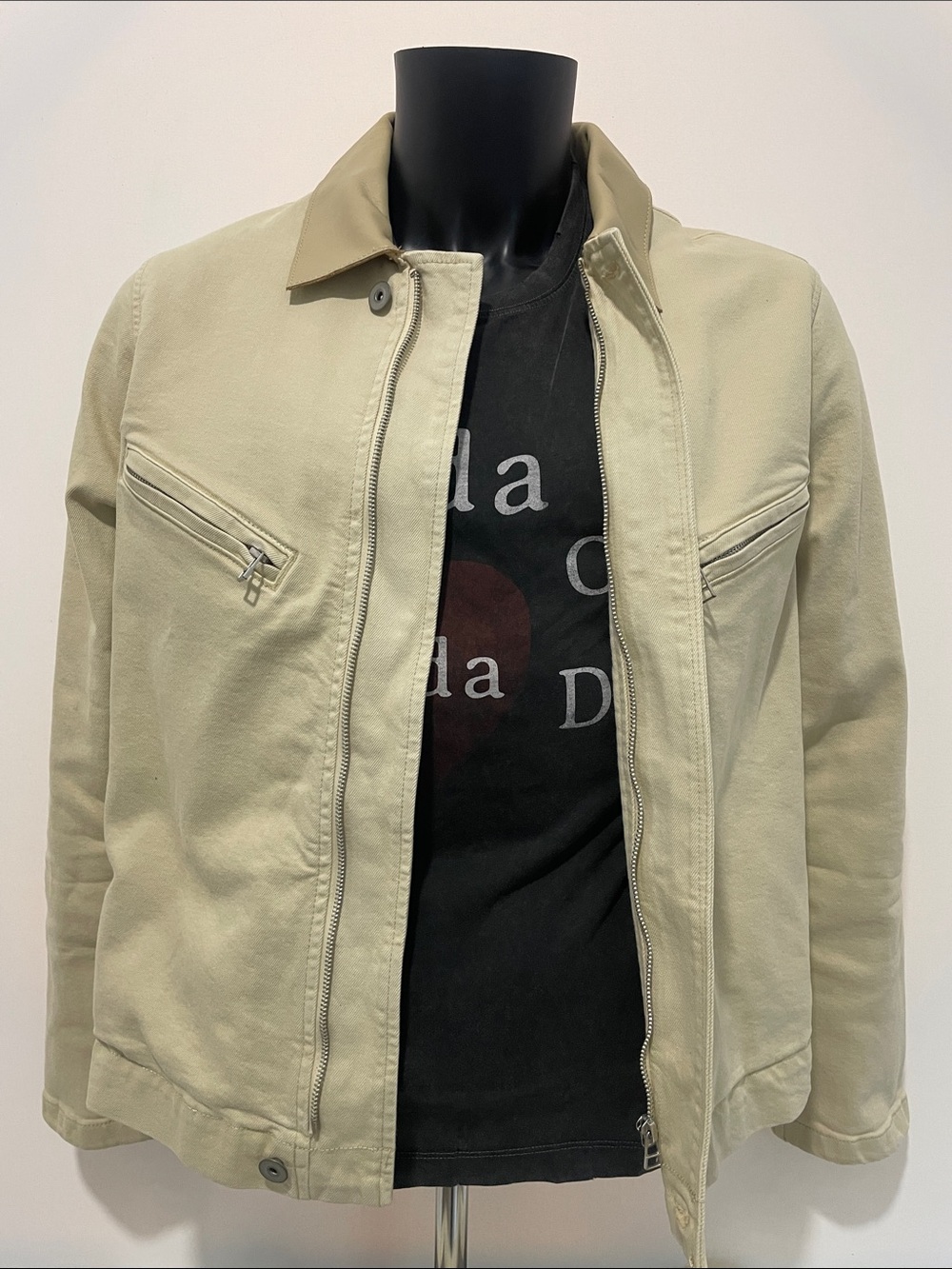 Zara Men's Light Beige Zip-Pocket Shirt Jacket